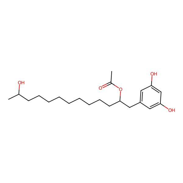 2D Structure of [(2R,12S)-1-(3,5-dihydroxyphenyl)-12-hydroxytridecan-2-yl] acetate