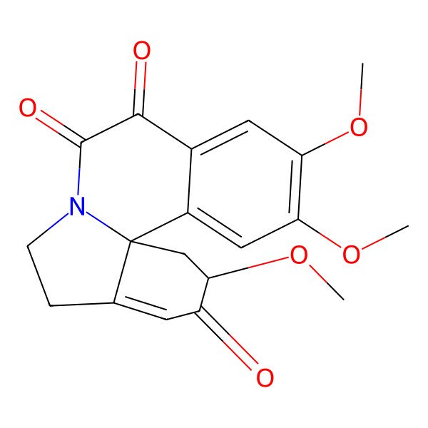 2D Structure of (2R,13bS)-2,11,12-trimethoxy-1,2,5,6-tetrahydroindolo[7a,1-a]isoquinoline-3,8,9-trione