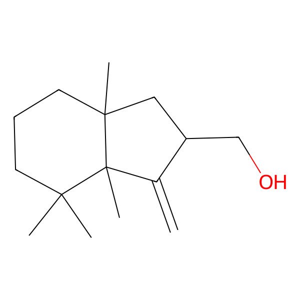 2D Structure of [(2R,3aR,7aR)-3a,4,4,7a-tetramethyl-3-methylidene-2,5,6,7-tetrahydro-1H-inden-2-yl]methanol