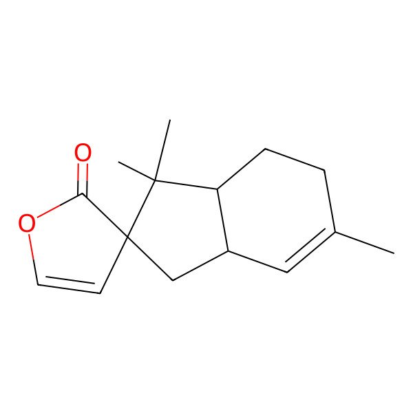 2D Structure of (2R,3aS,7aR)-3,3,6-trimethylspiro[3a,4,5,7a-tetrahydro-1H-indene-2,3'-furan]-2'-one
