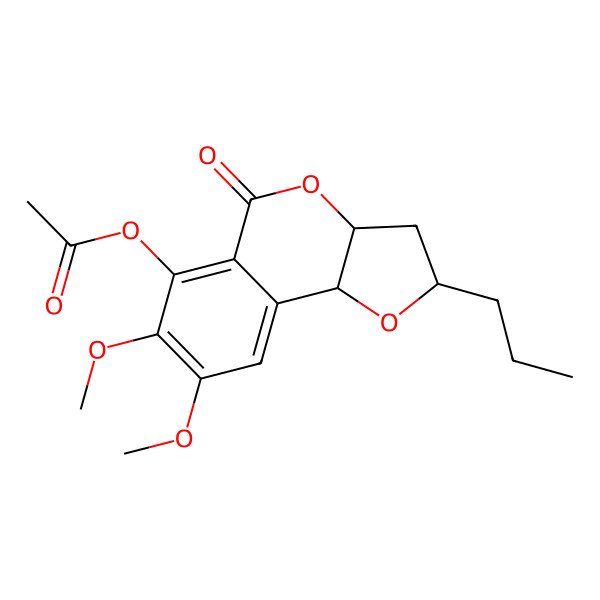 2D Structure of [(2R,3aS,9bS)-7,8-dimethoxy-5-oxo-2-propyl-2,3,3a,9b-tetrahydrofuro[3,2-c]isochromen-6-yl] acetate