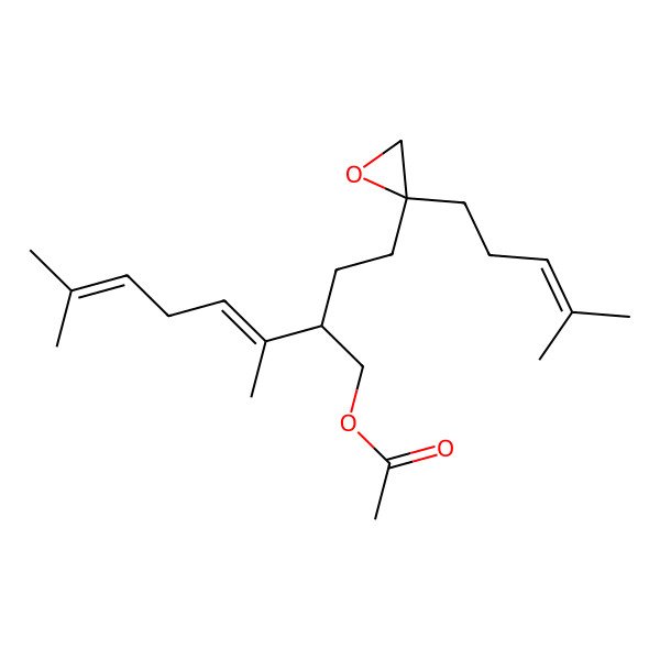 2D Structure of [(2R,3E)-3,7-dimethyl-2-[2-[(2S)-2-(4-methylpent-3-enyl)oxiran-2-yl]ethyl]octa-3,6-dienyl] acetate