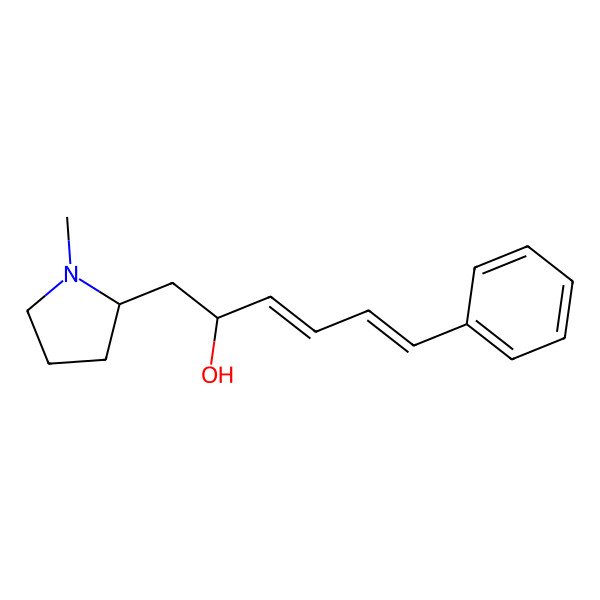 2D Structure of (2R,3E,5Z)-1-[(2R)-1-methylpyrrolidin-2-yl]-6-phenylhexa-3,5-dien-2-ol