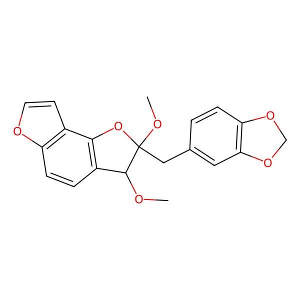 2D Structure of (2R,3R)-2-(1,3-benzodioxol-5-ylmethyl)-2,3-dimethoxy-3H-furo[2,3-e][1]benzofuran