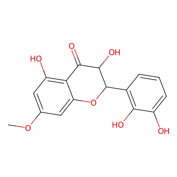 2D Structure of (2R,3R)-2-(2,3-dihydroxyphenyl)-3,5-dihydroxy-7-methoxy-2,3-dihydrochromen-4-one