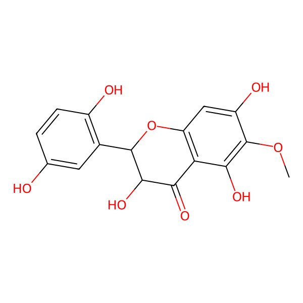 2D Structure of (2R,3R)-2-(2,5-dihydroxyphenyl)-3,5,7-trihydroxy-6-methoxy-2,3-dihydrochromen-4-one