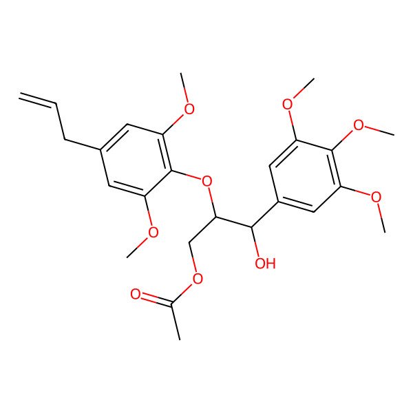 2D Structure of [(2R,3R)-2-(2,6-dimethoxy-4-prop-2-enylphenoxy)-3-hydroxy-3-(3,4,5-trimethoxyphenyl)propyl] acetate
