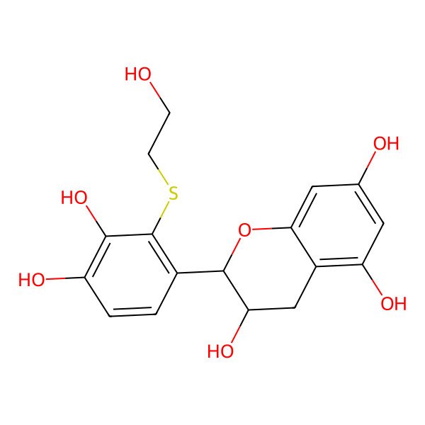 2D Structure of (2R,3R)-2-[3,4-dihydroxy-2-(2-hydroxyethylsulfanyl)phenyl]-3,4-dihydro-2H-chromene-3,5,7-triol