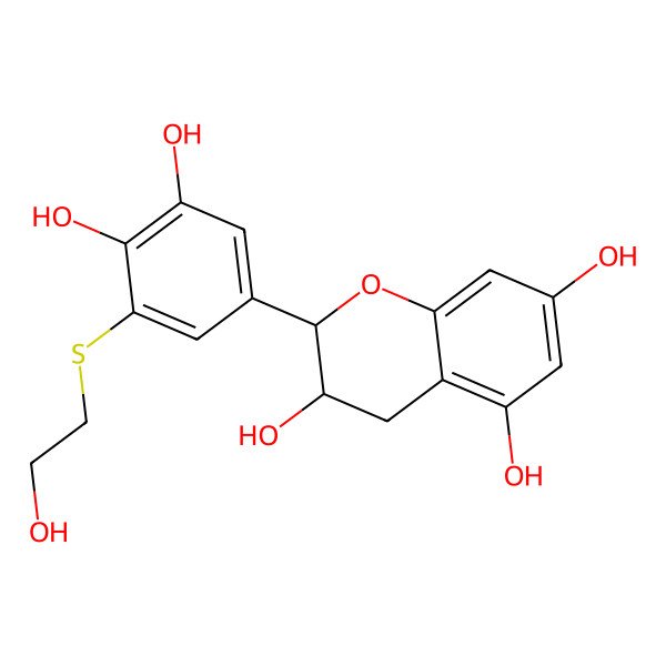 2D Structure of (2R,3R)-2-[3,4-dihydroxy-5-(2-hydroxyethylsulfanyl)phenyl]-3,4-dihydro-2H-chromene-3,5,7-triol
