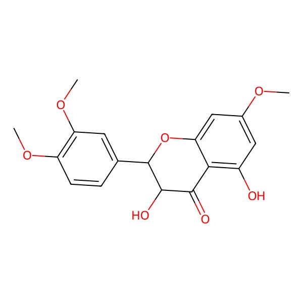 2D Structure of (2R,3R)-2-(3,4-dimethoxyphenyl)-3,5-dihydroxy-7-methoxy-2,3-dihydrochromen-4-one