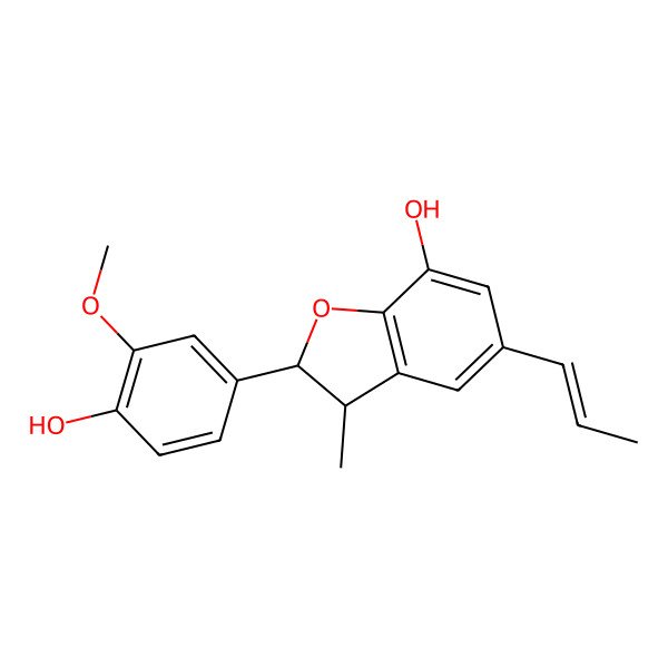 2D Structure of (2R,3R)-2-(4-hydroxy-3-methoxyphenyl)-3-methyl-5-[(E)-prop-1-enyl]-2,3-dihydro-1-benzofuran-7-ol