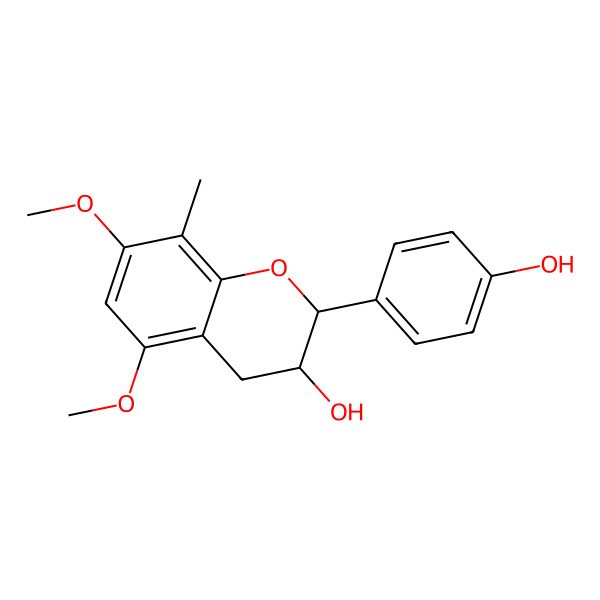 2D Structure of (2R,3R)-2-(4-hydroxyphenyl)-5,7-dimethoxy-8-methyl-3,4-dihydro-2H-chromen-3-ol