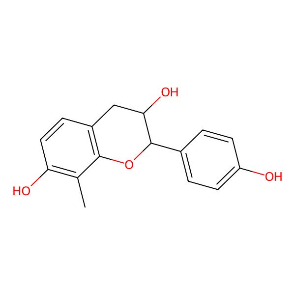 2D Structure of (2R,3R)-2-(4-hydroxyphenyl)-8-methyl-3,4-dihydro-2H-chromene-3,7-diol