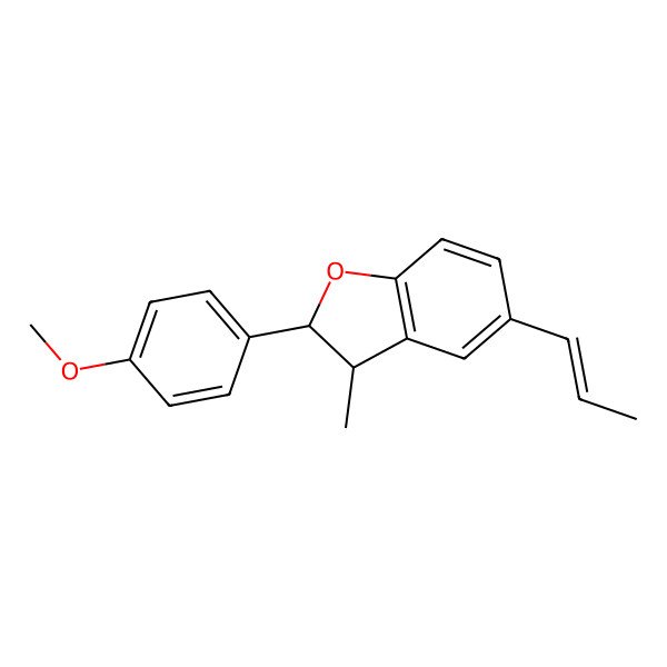 2D Structure of (2R,3R)-2-(4-methoxyphenyl)-3-methyl-5-[(E)-prop-1-enyl]-2,3-dihydrobenzofuran