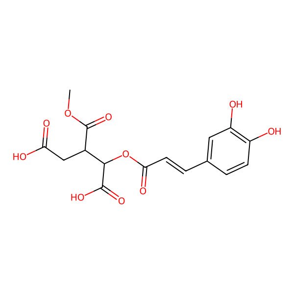 2D Structure of (2R,3R)-2-[(E)-3-(3,4-dihydroxyphenyl)prop-2-enoyl]oxy-3-methoxycarbonylpentanedioic acid