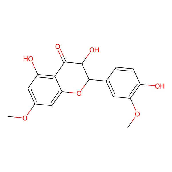 2D Structure of (2R,3R)-2,3-Dihydro-3,5-dihydroxy-2-(4-hydroxy-3-methoxyphenyl)-7-methoxy-4H-1-benzopyran-4-one