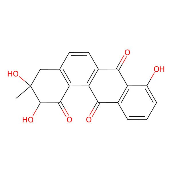 2D Structure of (2R,3R)-2,3,8-trihydroxy-3-methyl-2,4-dihydrobenzo[a]anthracene-1,7,12-trione