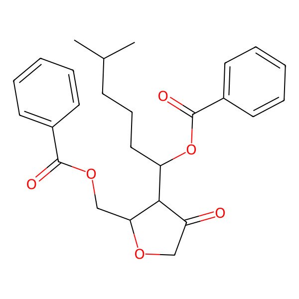 2D Structure of [(2R,3R)-3-[(1S)-1-benzoyloxy-5-methylhexyl]-4-oxooxolan-2-yl]methyl benzoate