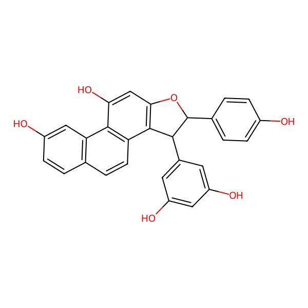 2D Structure of (2R,3R)-3-(3,5-dihydroxyphenyl)-2-(4-hydroxyphenyl)-2,3-dihydronaphtho[2,1-e][1]benzofuran-8,10-diol