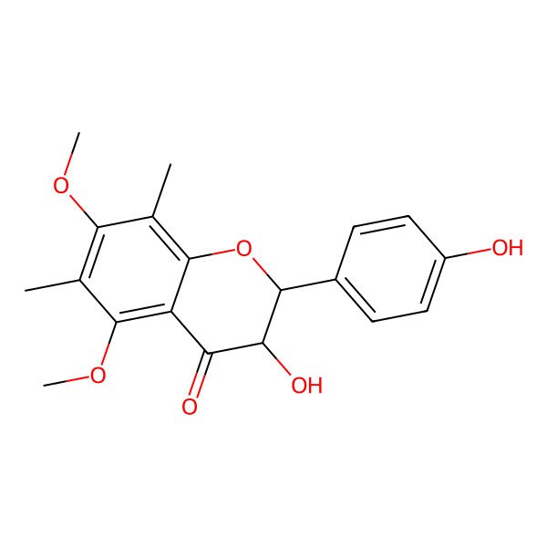 2D Structure of (2R,3R)-3-hydroxy-2-(4-hydroxyphenyl)-5,7-dimethoxy-6,8-dimethyl-2,3-dihydrochromen-4-one