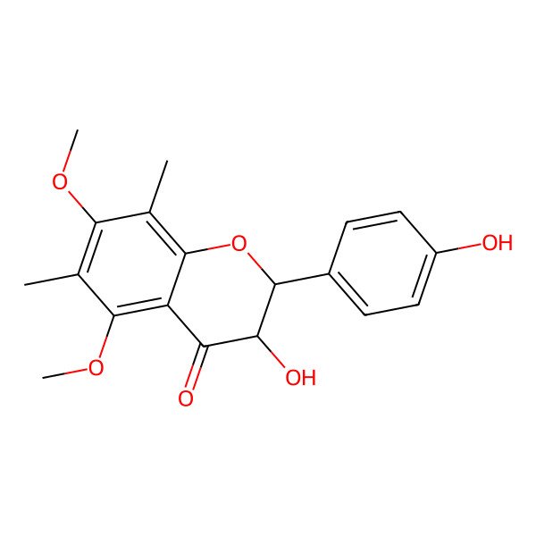 2D Structure of (2R,3R)-3-hydroxy-2-(4-hydroxyphenyl)-5,7-dimethoxy-6,8-dimethyl-2,3-dihydrochromen-4-one 2D Structure of (2R,3R)-3-hydroxy-2-(4-hydroxyphenyl)-5,7-dimethoxy-6,8-dimethyl-2,3-dihydrochromen-4-one