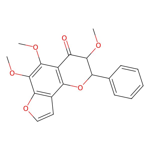 2D Structure of (2R,3R)-3,5,6-trimethoxy-2-phenyl-2,3-dihydrofuro[2,3-h]chromen-4-one