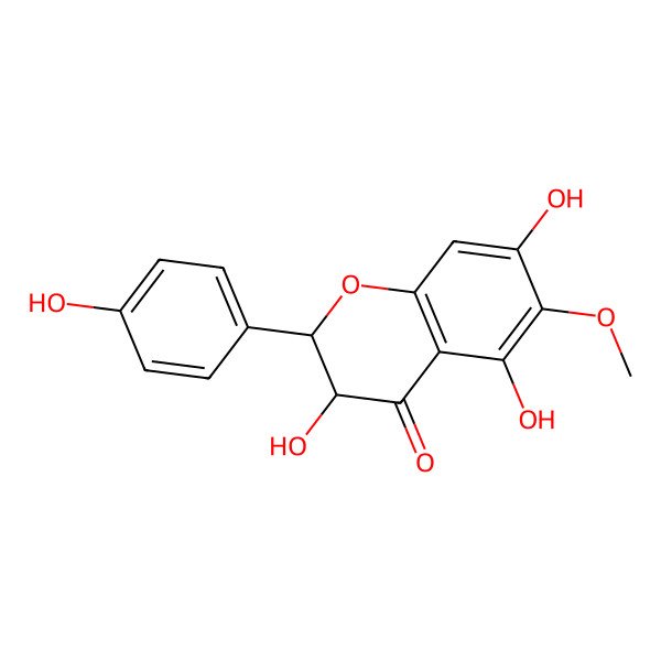 2D Structure of (2R,3R)-3,5,7-trihydroxy-2-(4-hydroxyphenyl)-6-methoxy-2,3-dihydrochromen-4-one