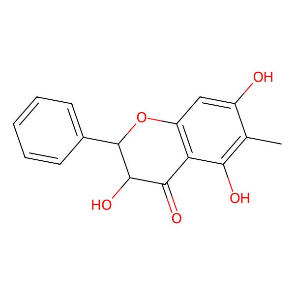 2D Structure of (2R,3R)-3,5,7-trihydroxy-6-methyl-2-phenyl-2,3-dihydrochromen-4-one