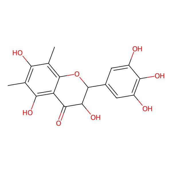 2D Structure of (2R,3R)-3,5,7-trihydroxy-6,8-dimethyl-2-(3,4,5-trihydroxyphenyl)-2,3-dihydrochromen-4-one