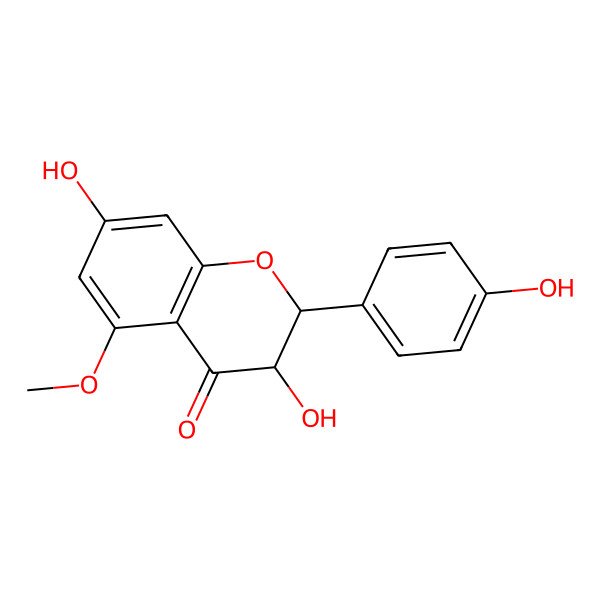 2D Structure of (2R,3R)-3,7-dihydroxy-2-(4-hydroxyphenyl)-5-methoxy-2,3-dihydrochromen-4-one