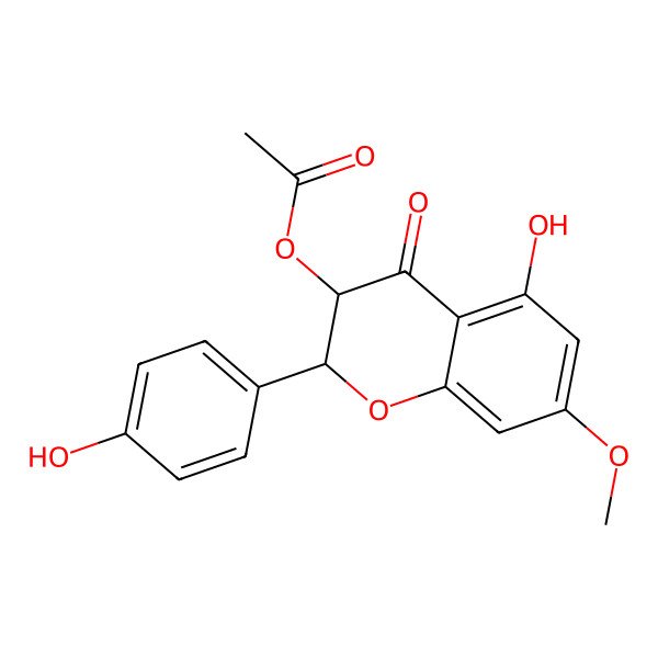 2D Structure of [(2R,3R)-5-hydroxy-2-(4-hydroxyphenyl)-7-methoxy-4-oxo-2,3-dihydrochromen-3-yl] acetate