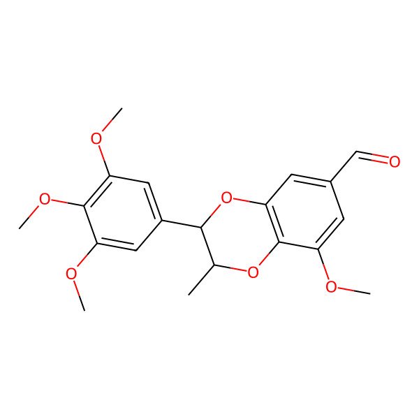 2D Structure of (2R,3R)-5-methoxy-3-methyl-2-(3,4,5-trimethoxyphenyl)-2,3-dihydro-1,4-benzodioxine-7-carbaldehyde