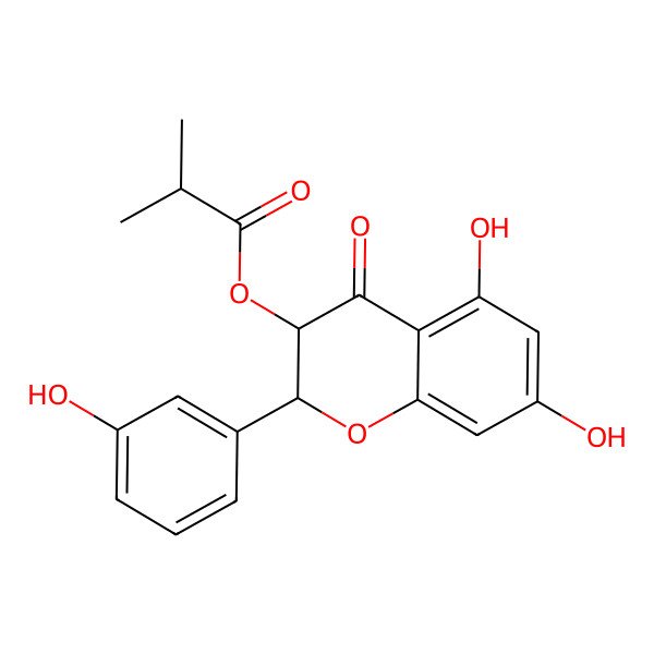 2D Structure of [(2R,3R)-5,7-dihydroxy-2-(3-hydroxyphenyl)-4-oxo-2,3-dihydrochromen-3-yl] 2-methylpropanoate