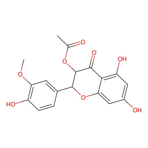2D Structure of [(2R,3R)-5,7-dihydroxy-2-(4-hydroxy-3-methoxyphenyl)-4-oxo-2,3-dihydrochromen-3-yl] acetate