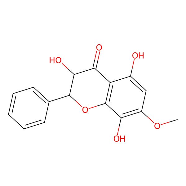 2D Structure of (2R,3R)-7-Methoxy-3,5,8-trihydroxyflavanone