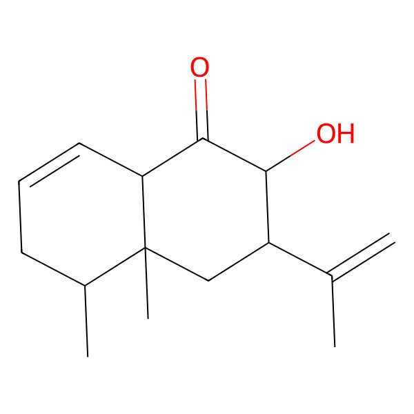 2D Structure of (2R,3R,4aR,5S,8aS)-2-hydroxy-4a,5-dimethyl-3-prop-1-en-2-yl-2,3,4,5,6,8a-hexahydronaphthalen-1-one