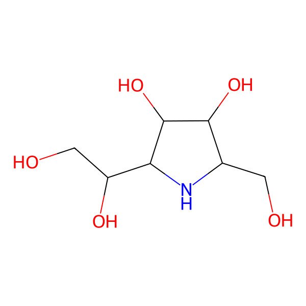 2D Structure of (2R,3R,4R,5R)-2-[(1R)-1,2-dihydroxyethyl]-5-(hydroxymethyl)pyrrolidine-3,4-diol