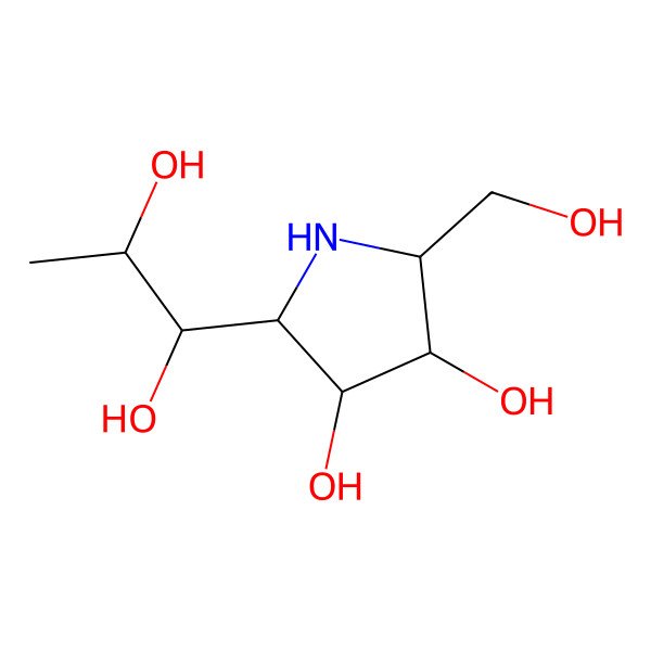 2D Structure of (2R,3R,4R,5R)-2-[(1S,2S)-1,2-dihydroxypropyl]-5-(hydroxymethyl)pyrrolidine-3,4-diol