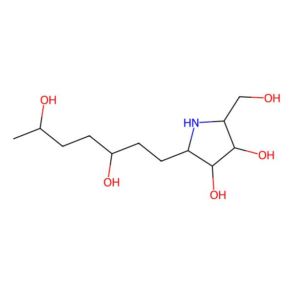 2D Structure of (2R,3R,4R,5R)-2-[(3R,6S)-3,6-dihydroxyheptyl]-5-(hydroxymethyl)pyrrolidine-3,4-diol