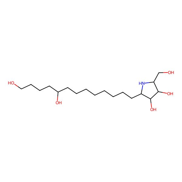 2D Structure of (2R,3R,4R,5R)-2-[(9R)-9,13-dihydroxytridecyl]-5-(hydroxymethyl)pyrrolidine-3,4-diol