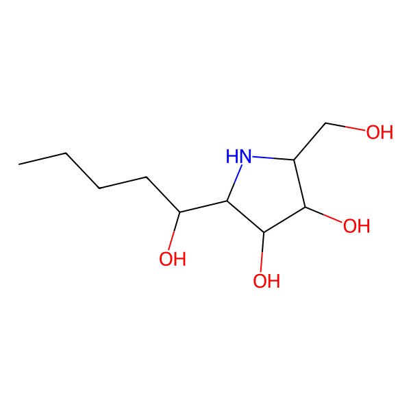 2D Structure of (2R,3R,4R,5R)-2-(hydroxymethyl)-5-[(1S)-1-hydroxypentyl]pyrrolidine-3,4-diol