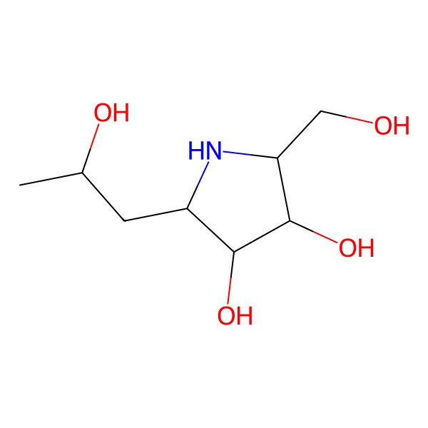2D Structure of (2R,3R,4R,5R)-2-(hydroxymethyl)-5-[(2S)-2-hydroxypropyl]pyrrolidine-3,4-diol