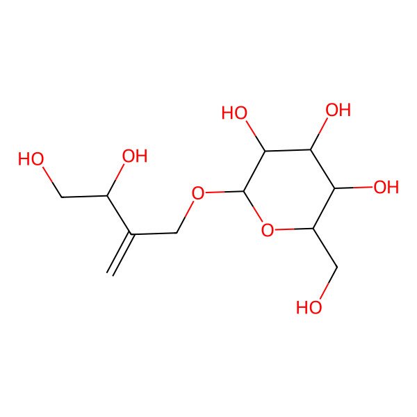 2D Structure of (2R,3R,4R,5R,6R)-2-[(3S)-3,4-dihydroxy-2-methylidenebutoxy]-6-(hydroxymethyl)oxane-3,4,5-triol