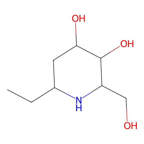 2D Structure of alpha-1-C-ethyl-fagomine