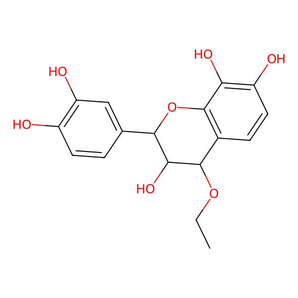 2D Structure of (2R,3R,4S)-2-(3,4-dihydroxyphenyl)-4-ethoxy-3,4-dihydro-2H-chromene-3,7,8-triol 2D Structure of (2R,3R,4S)-2-(3,4-dihydroxyphenyl)-4-ethoxy-3,4-dihydro-2H-chromene-3,7,8-triol