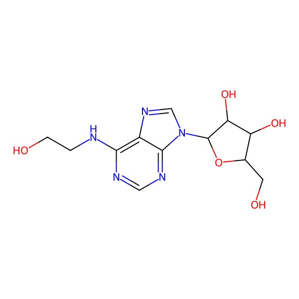 2D Structure of (2R,3R,4S,5R)-2-(6-((2-Hydroxyethyl)amino)-9H-purin-9-yl)-5-(hydroxymethyl)tetrahydrofuran-3,4-diol 2D Structure of (2R,3R,4S,5R)-2-(6-((2-Hydroxyethyl)amino)-9H-purin-9-yl)-5-(hydroxymethyl)tetrahydrofuran-3,4-diol