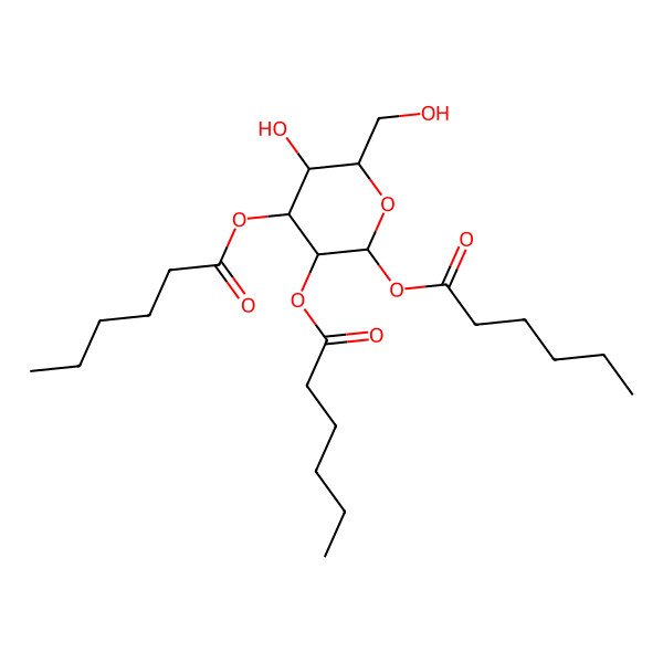 2D Structure of [(2R,3R,4S,5R,6R)-2,3-di(hexanoyloxy)-5-hydroxy-6-(hydroxymethyl)oxan-4-yl] hexanoate
