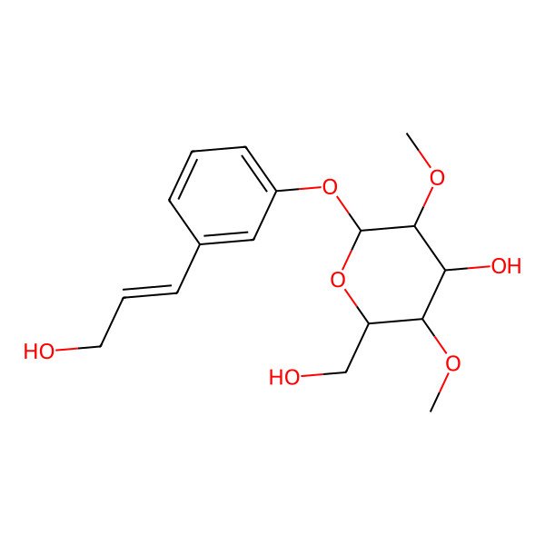 2D Structure of (2R,3R,4S,5R,6S)-2-(hydroxymethyl)-6-[3-(3-hydroxyprop-1-enyl)phenoxy]-3,5-dimethoxyoxan-4-ol