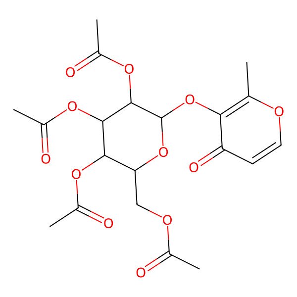 2D Structure of [(2R,3R,4S,5R,6S)-3,4,5-triacetyloxy-6-(2-methyl-4-oxopyran-3-yl)oxyoxan-2-yl]methyl acetate