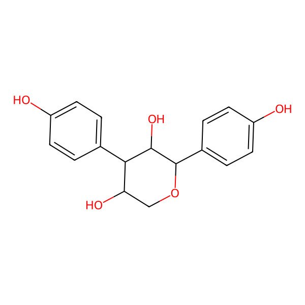 2D Structure of (2R,3R,4S,5S)-2,4-bis(4-hydroxyphenyl)-3,5-dihydroxy-tetrahydropyran